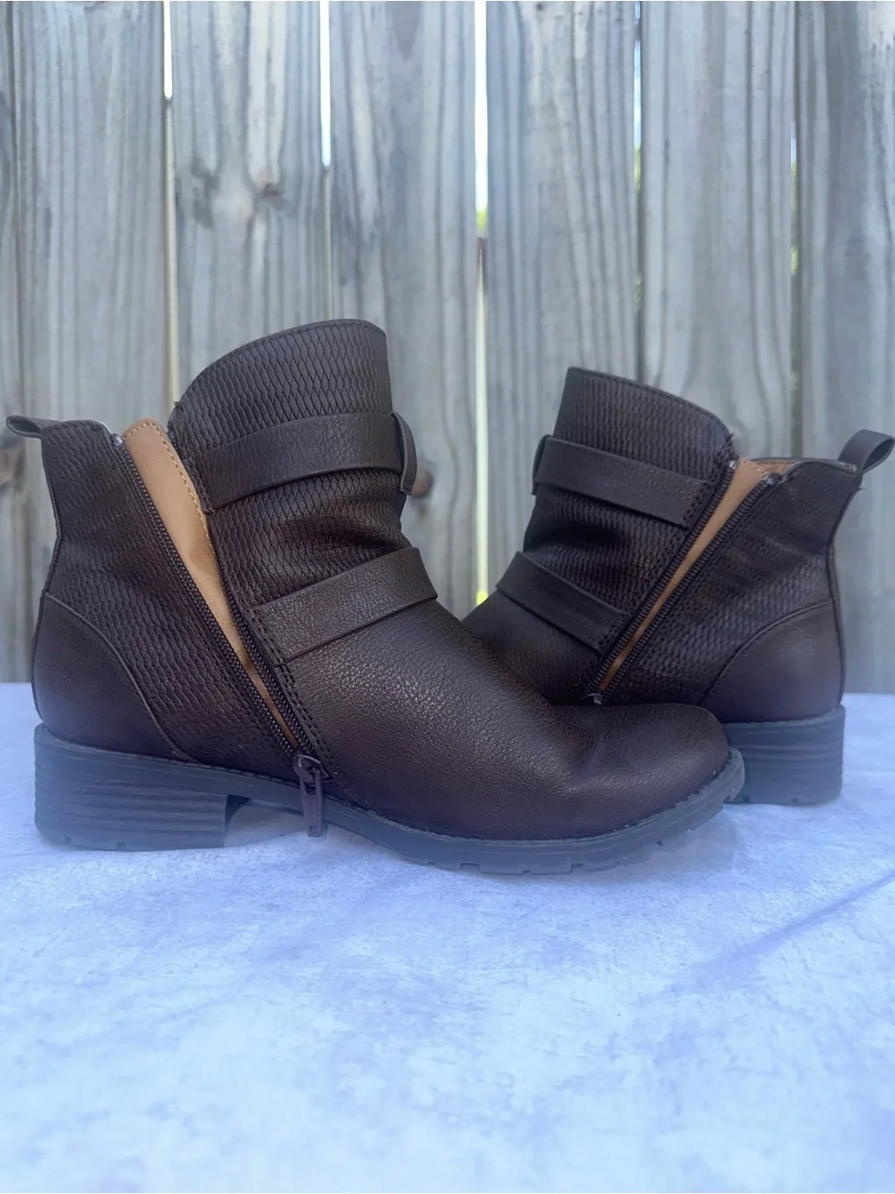 Kohl's Women's Brown Buckle Strap Ankle Booties